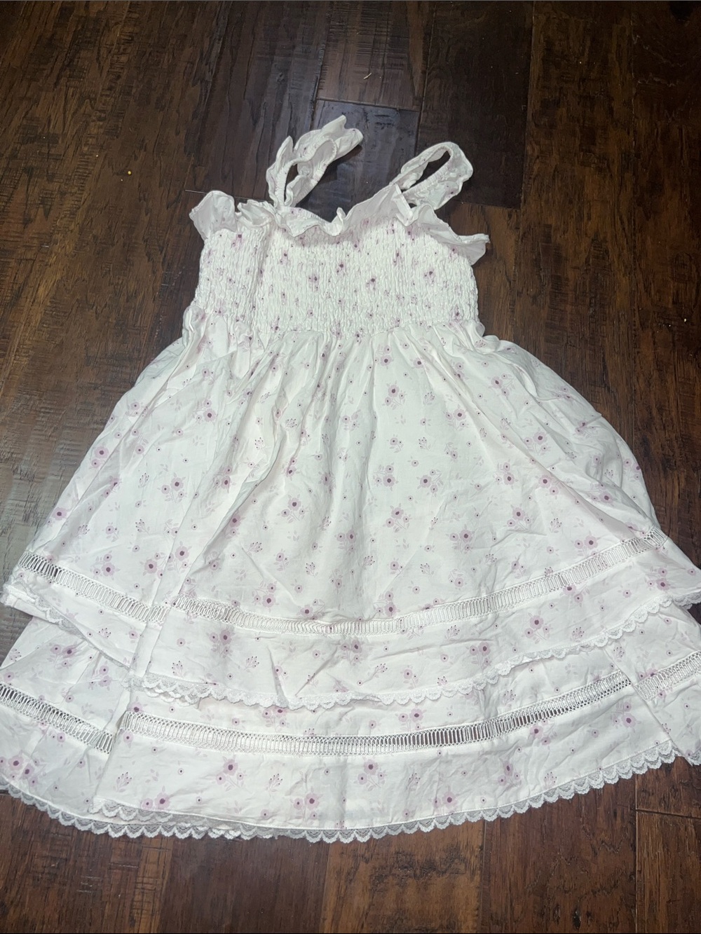 cheeky plum White Dress with Pink Floral Print